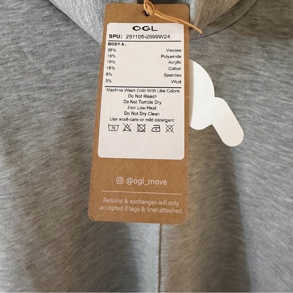 OGL FuzzLuxe Turtleneck Long Sleeve Top Heather Grey large NWT - Picture 13 of 16